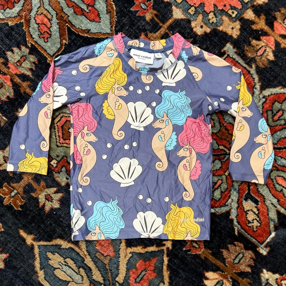 Mini Rodini Kids Seahorse Swim Shirt - Multicolor Size 104/110 (3-5 years)